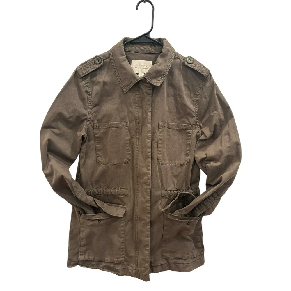 Hinge Utility Jacket Cargo Style Adjustable Waist Sz Small Military Olive